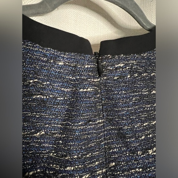 Madewell Shimmer Weave Blue Metallic Black Panel Tweed Shift Dress 12 - Picture 6 of 9